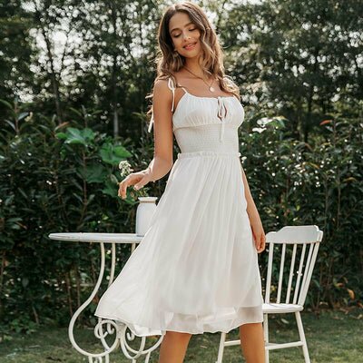 Robe Blanche Simple Bohème pas cher